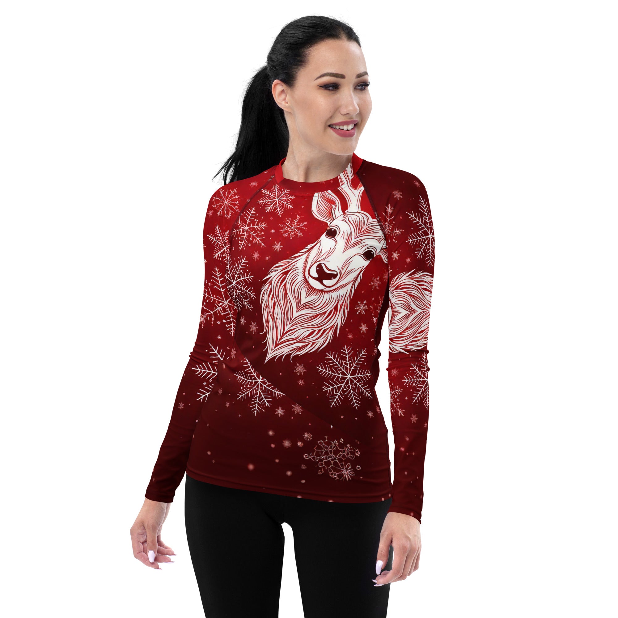 Red and White Christmas Girl's Pullover. Christmas Long Sleeved Sweater Party Top. WickedYo.